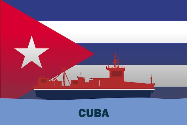 Sea transport with Cuba flag bulk carrier or big ship on sea cargo and logistics