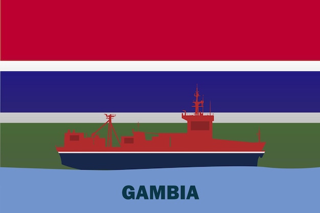 Sea transport with Gambia flag bulk carrier or big ship on sea cargo and logistics