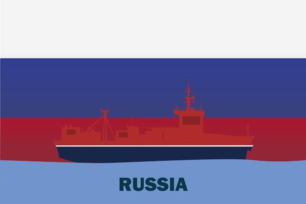 Морской транспорт с сухогрузом под флагом россии или большим кораблем на морском транспорте и логистике