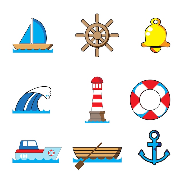 Sea travel cartoon bundle set