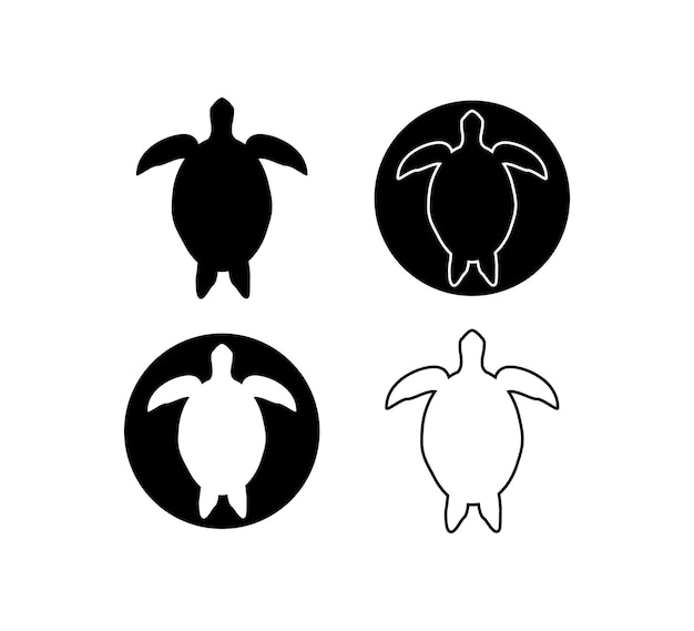 Sea turtle animal silhouette illustration collection