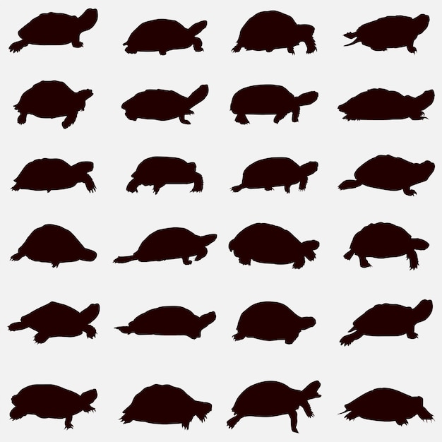 Sea turtle animal silhouettes