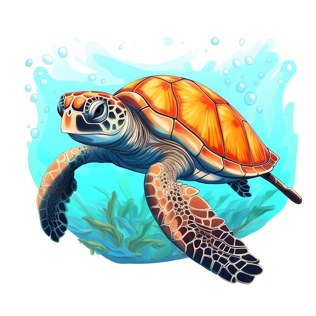 Vector sea turtle isolated on white background vector illustration for your design