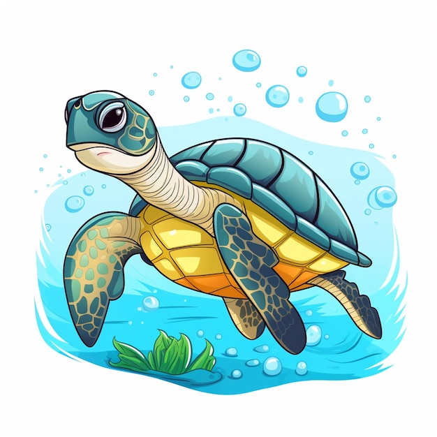 Vector sea turtle isolated on white background vector illustration for your design