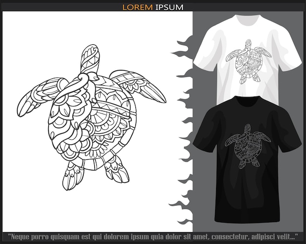 Sea turtle mandala arts isolated on black and white t shirt