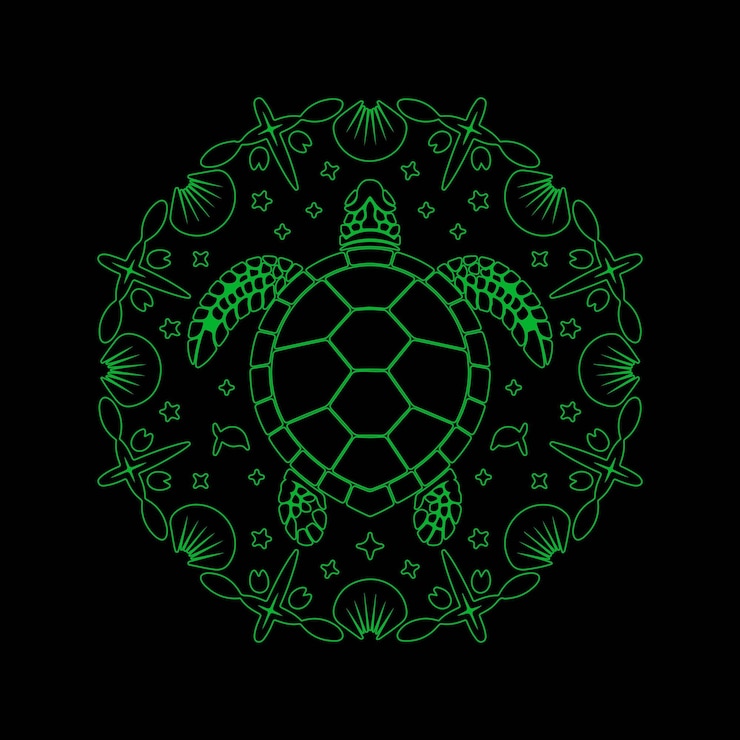 Vector sea turtle mandala line art ocean wildlife vector design for tshirts stickers and decor