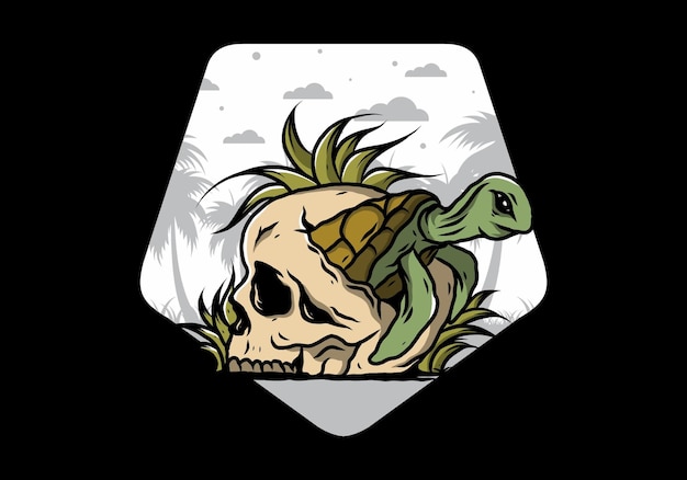 Sea turtle in the skull illustration