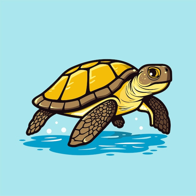 Sea Turtle Turquoise Oceanlife Cartoon Vector Illustration