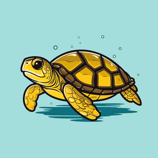 Sea Turtle Turquoise Oceanlife Cartoon Vector Illustration