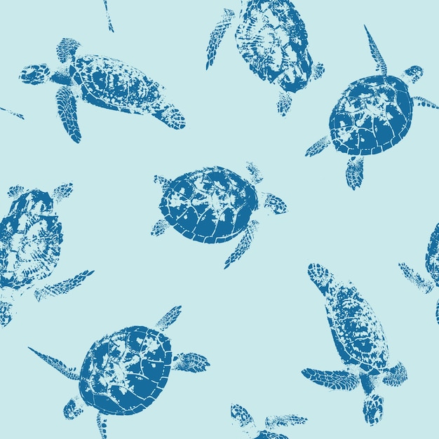 Vector sea turtles decorative vector seamless pattern repeating background tileable wallpaper print