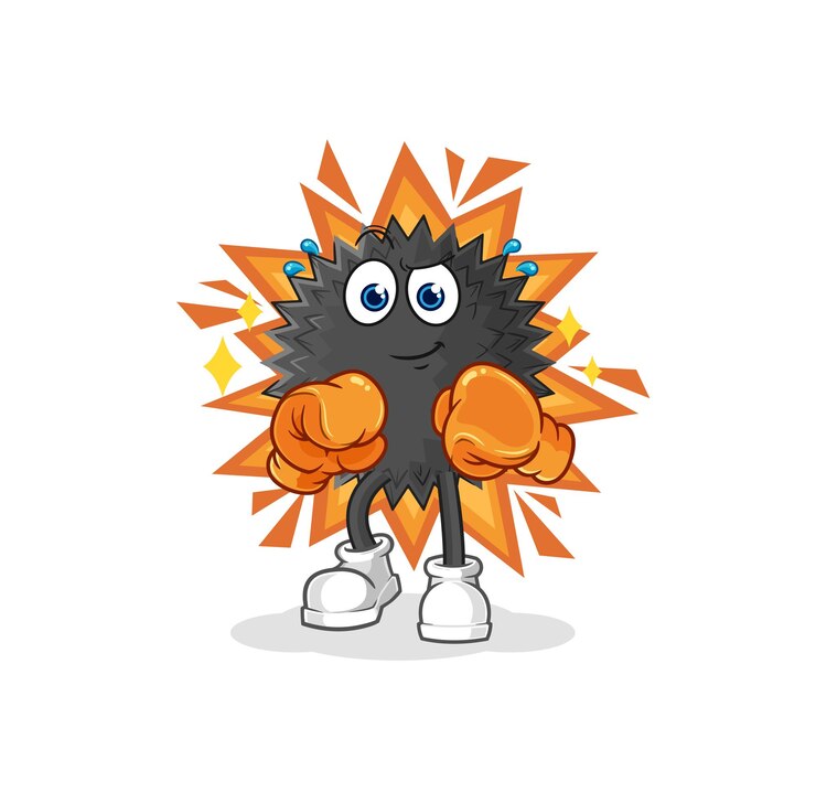 Vector sea urchin boxer character cartoon mascot vector