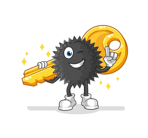 Sea urchin carry the key mascot cartoon vector