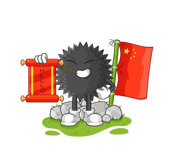 Vector sea urchin chinese cartoon cartoon mascot vector