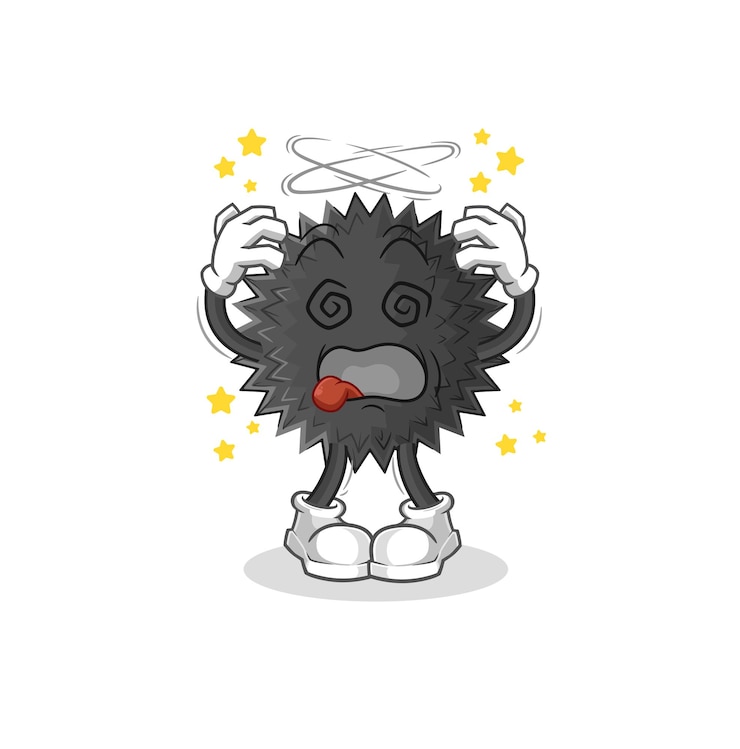 Vector sea urchin dizzy head mascot cartoon vector