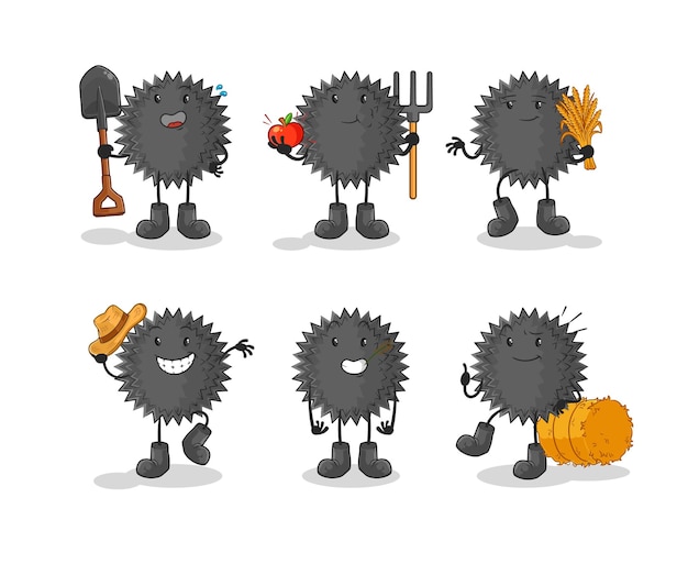 Sea urchin farmer group character cartoon mascot vector