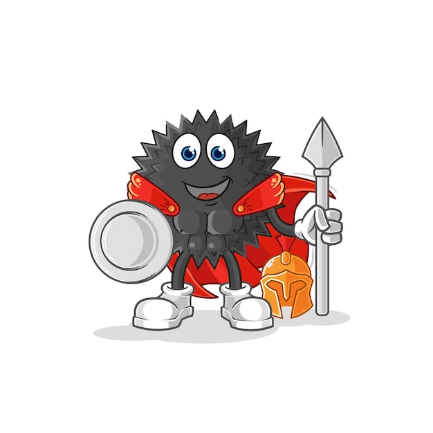 Sea urchin spartan character cartoon mascot vector