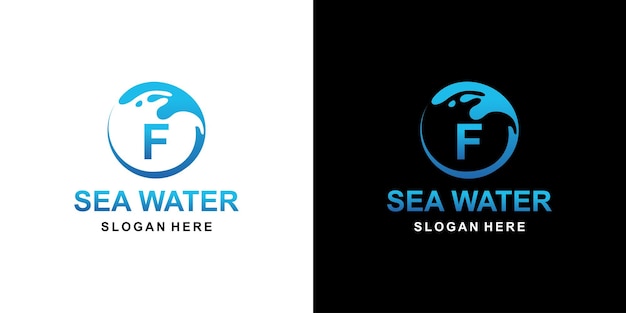 Sea water logo letter F