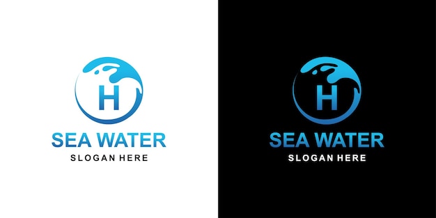 Sea water logo letter H