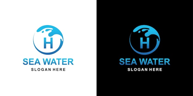 Lettera logo acqua di mare h