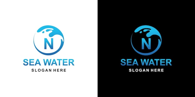 Sea water logo letter n