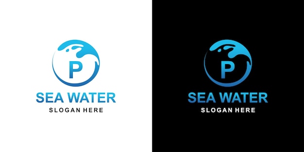 Sea water logo letter p