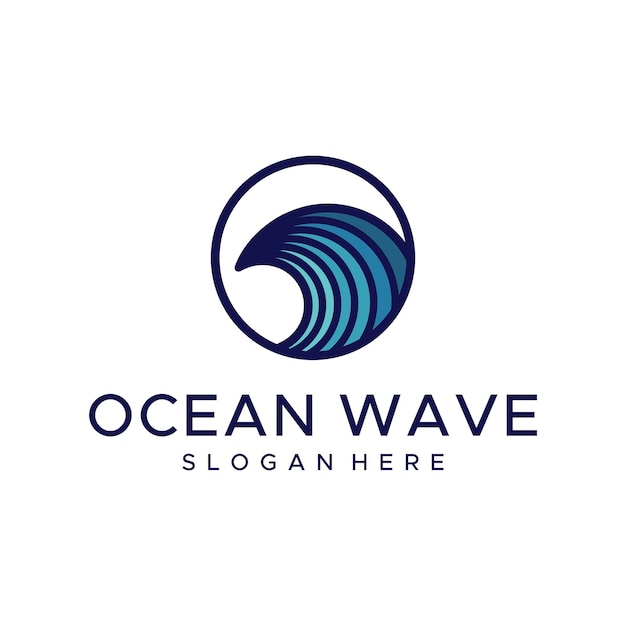 Sea wave circle logo vector images illustrator