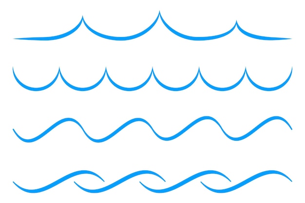 Sea wave icon set Collectie van dunne lijn golven Flat vector illustratie