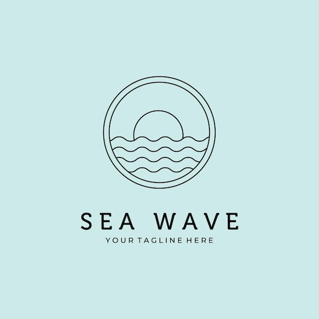 Vector sea wave line art minimalist logo vector design