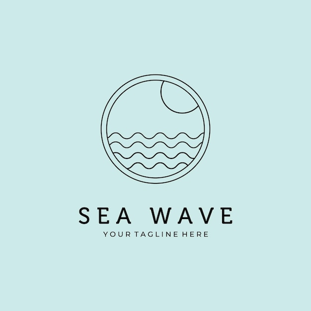 Sea wave line art minimalist logo vector design