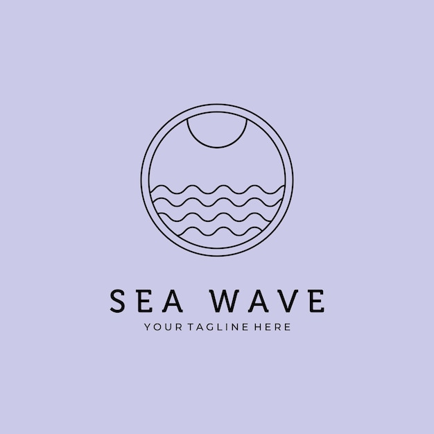 Sea wave line art minimalist logo vector design