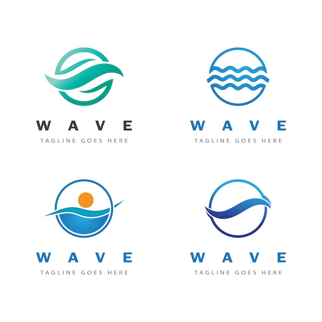 海の波のロゴのベクトルのビジネス要素とシンボル