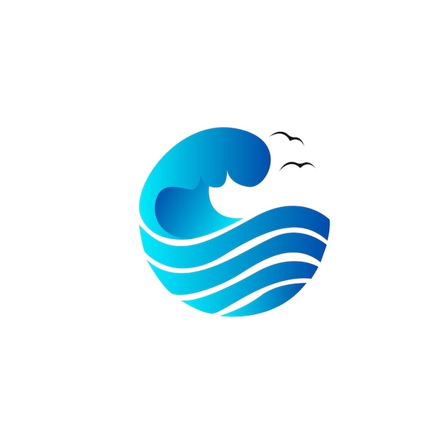 Logo dell'onda del mare con il logo dell'onda delle grandi onde