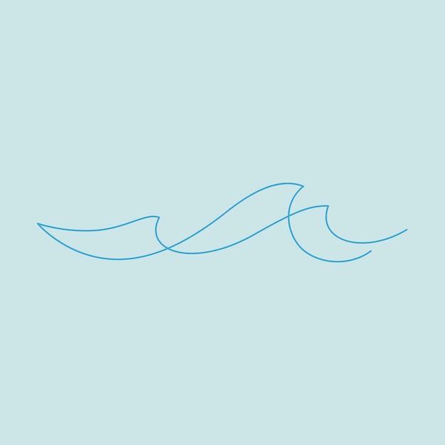 Vector sea wave pattern minimalism concept one line