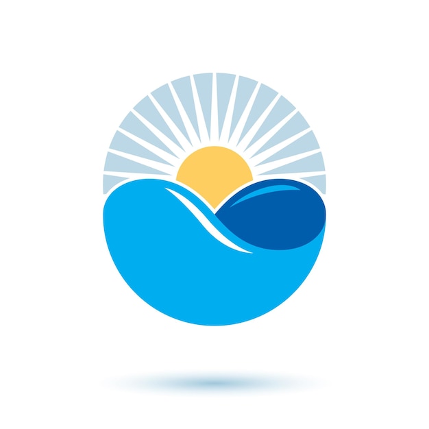 Sea wave splash vector logotype. World water day theme. Environment protection concept.