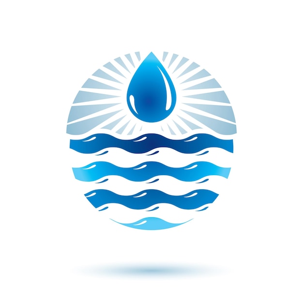 Вектор Символ вектора всплеска морской волны. чистая вода как важнейший ресурс для темы человеческой деятельности. концепция сохранения окружающей среды.