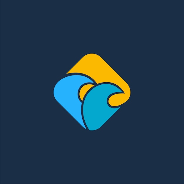 морская волна и солнце дизайн логотипа вдохновение.