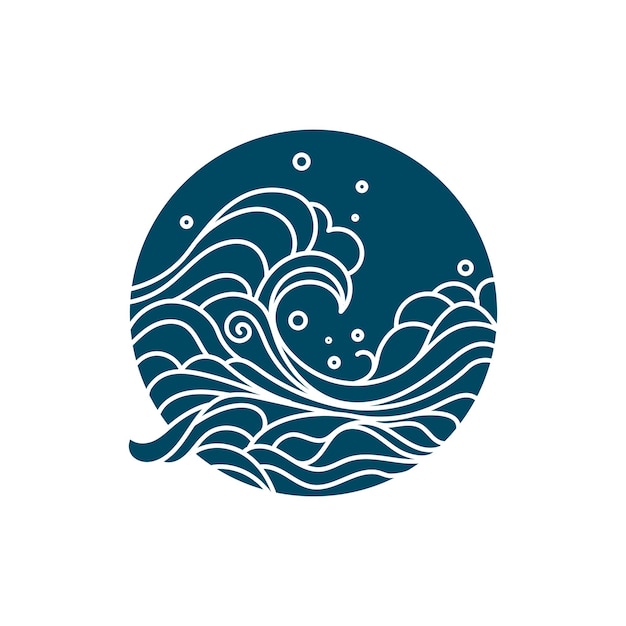 Vettore silhouette di progettazione vettoriale delle onde marine