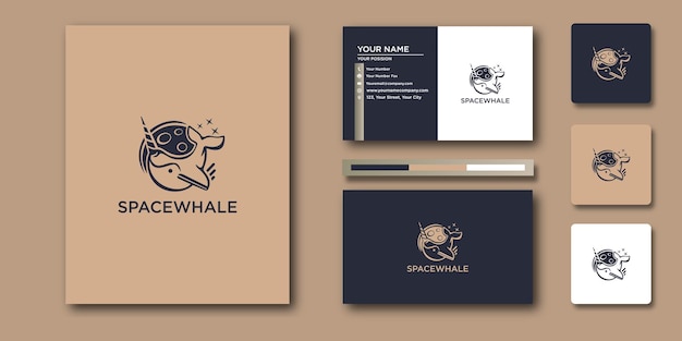 海のクジラ船のロゴデザイン