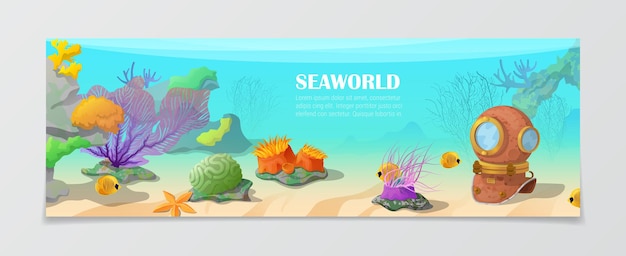 Sea world underwater life nature natural beauty banner template