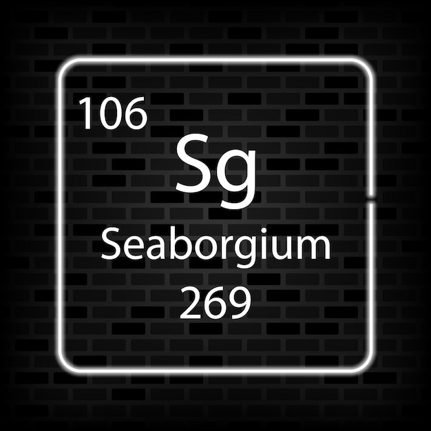 Vector seaborgium neon symbol chemical element of the periodic table vector illustration