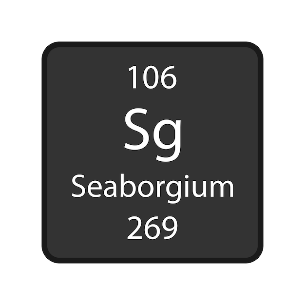 Seaborgium symbol Chemical element of the periodic table Vector illustration