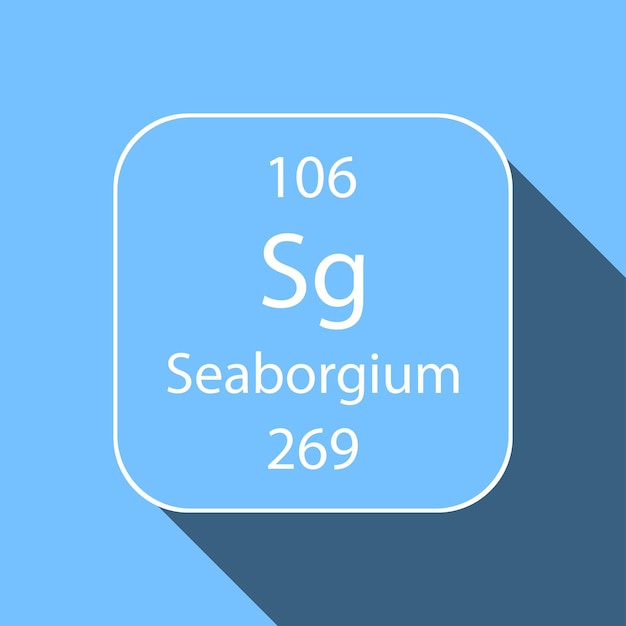 Vector seaborgium symbol with long shadow design chemical element of the periodic table vector illustration