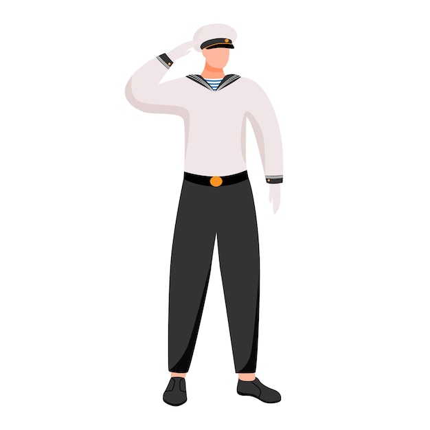 Seafarer flat illustration. maritime occupation on passenger or merchant navy. seaman in work uniform. sailor isolated cartoon character on white background