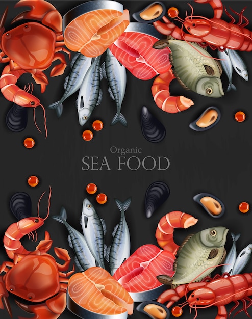 Vector seafood banner illustration