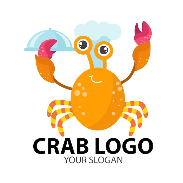 Seafood crab crab chef logo with seafood dish. seafood logo