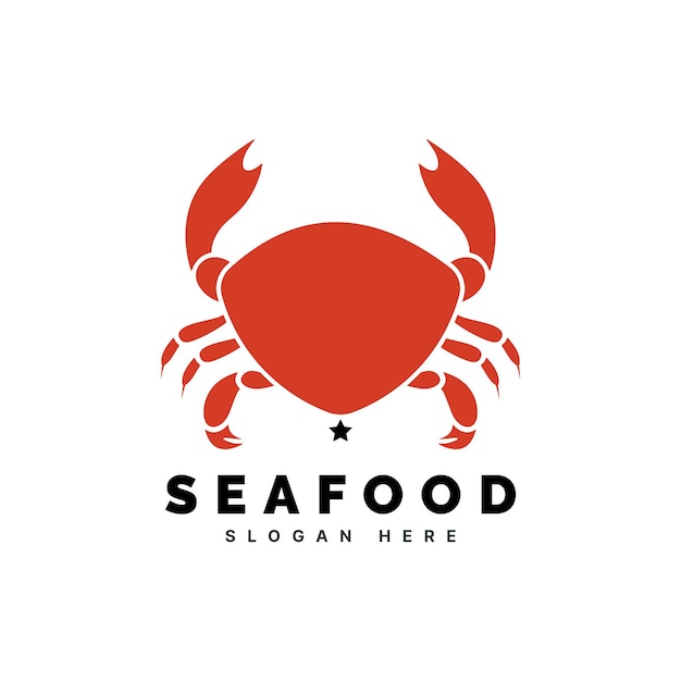 Illustrazione di vettore di progettazione del modello di logo dell'aragosta del granchio dei frutti di mare