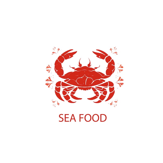 Seafood crab logo design restaurant fresh crab logo white background