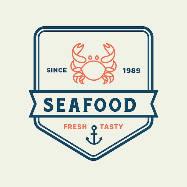 Seafood crab for restaurant line logo design