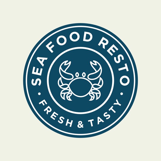 Vector seafood crab for restaurant line logo design