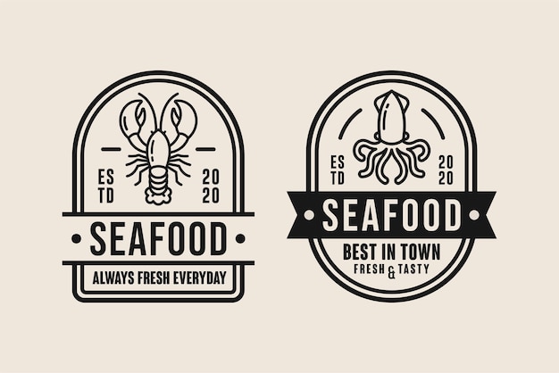 Collezione logo premium design frutti di mare